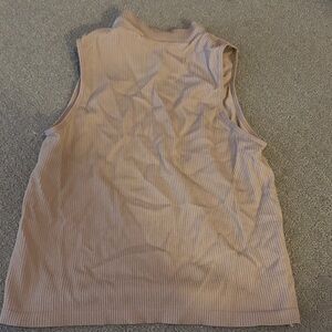 Sleeveless Ribbed Tan Top